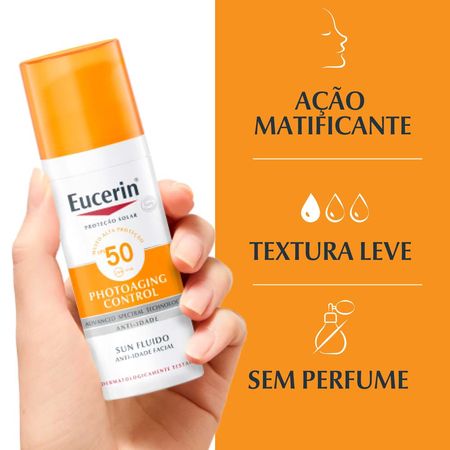 Protetor Solar Facial Eucerin - Sun Fluido Anti-Idade Creme Facial FPS50 50ml