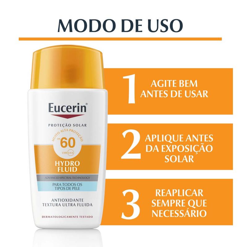 EUCERIN Protetor Solar Facial Ultra Fluido Hydro Fluid FPS 60 50ml